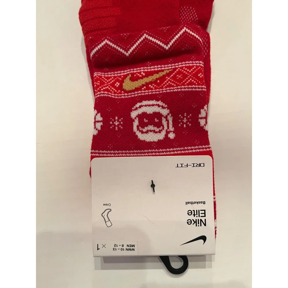 Nike Elite Basketball Dri-Fit Crew Socks Christmas‎ Santa Unisex W10-13 M 8-12